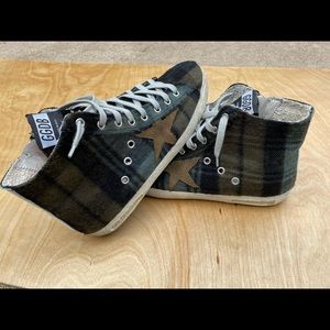 Golden goose HI star olive plaid